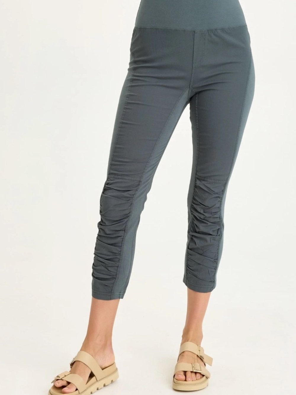 Women's Wearables High Waist Jetter Dark Gray Ruched Ankle Pants